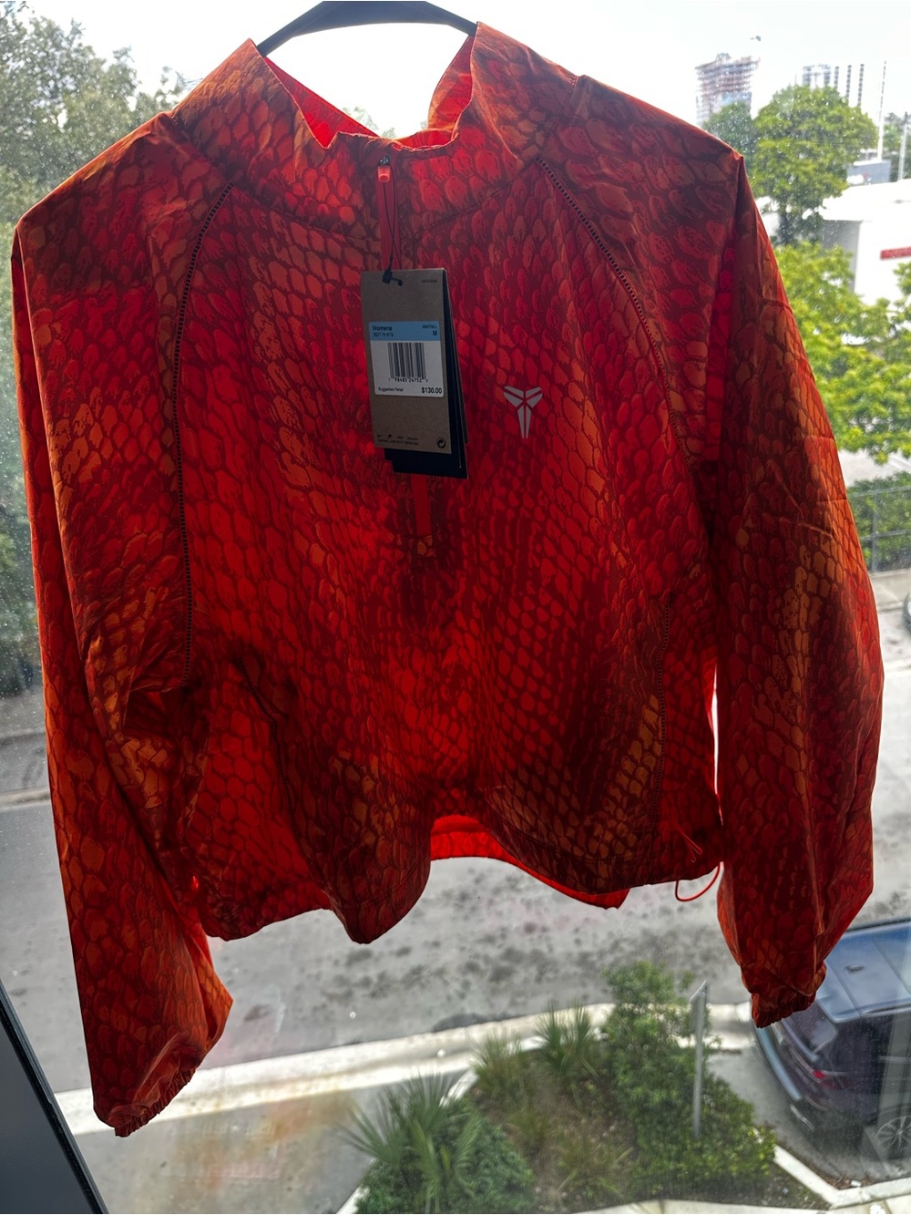 Nike Women's Red Orange Snake-Print Half-Zip Pullover